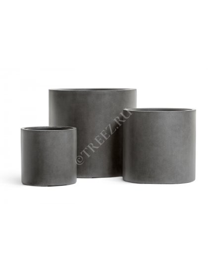 Кашпо TREEZ Effectory - серия Beton - Цилиндр Тёмно-серый бетон