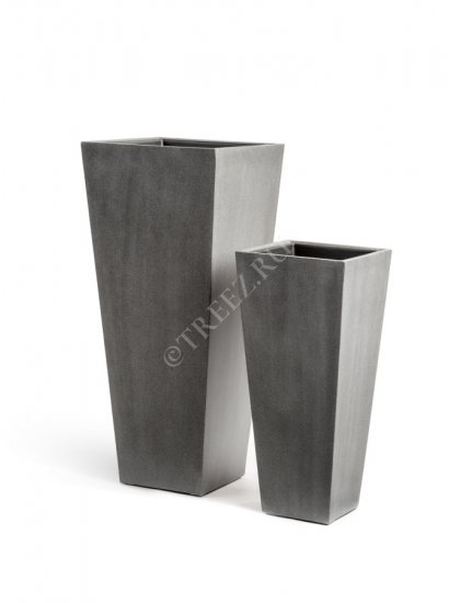 Кашпо TREEZ Effectory - серия Beton - Высокая трапеция - Тёмно-серый бетон