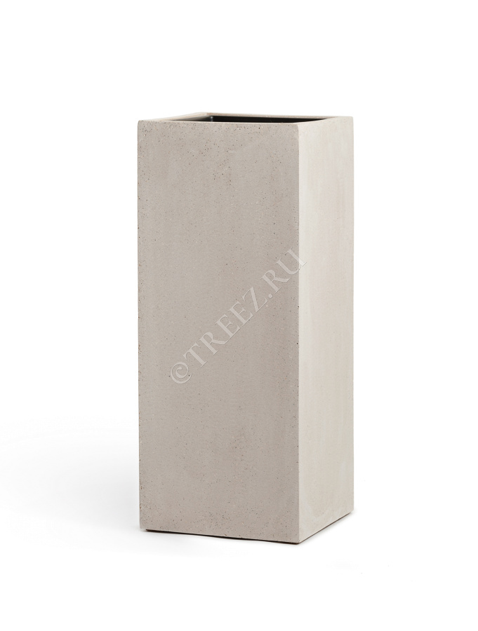 Кашпо TREEZ Effectory - серия Beton - Высокий куб - Белый песок