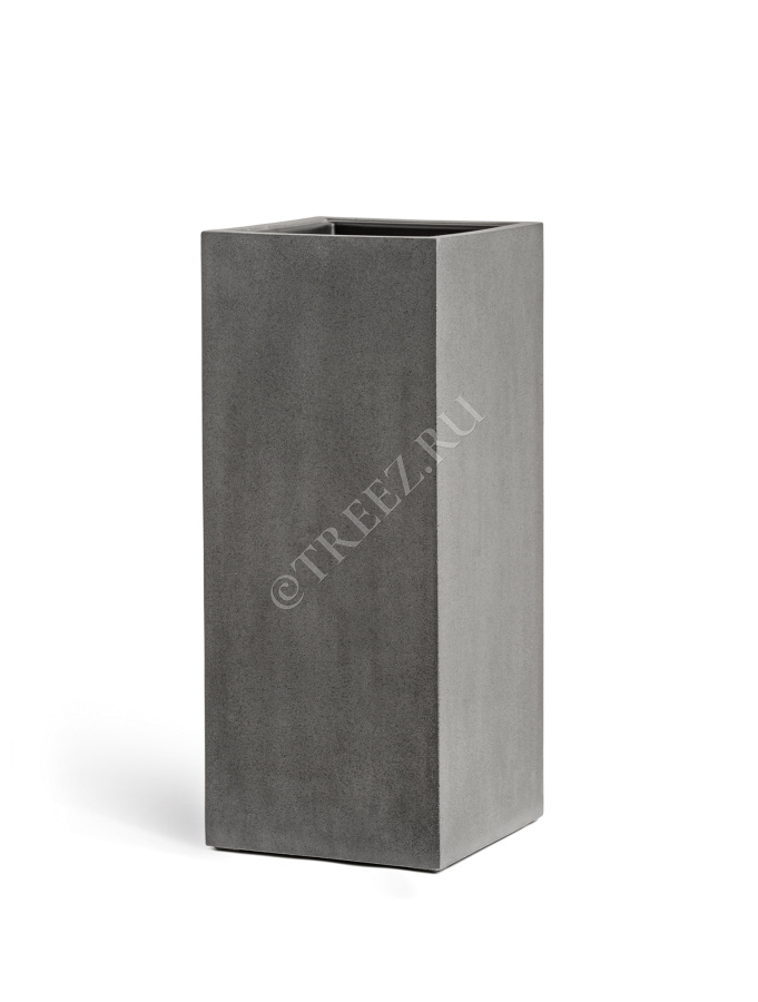 Кашпо TREEZ Effectory - серия Beton - Высокий куб - Тёмно-серый бетон