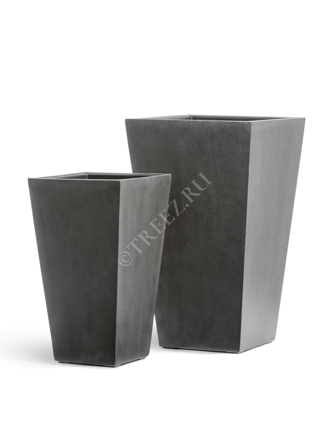 Кашпо TREEZ Effectory - серия Beton - Трапеция Middle - Тёмно-серый бетон