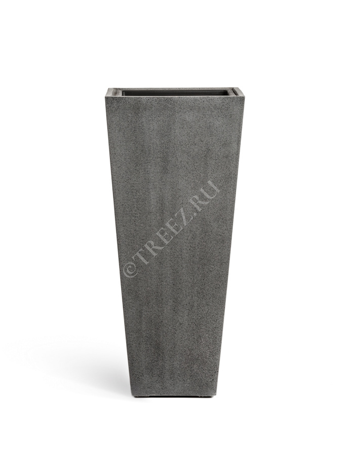 Кашпо TREEZ Effectory - серия Beton - Высокая трапеция - Тёмно-серый бетон