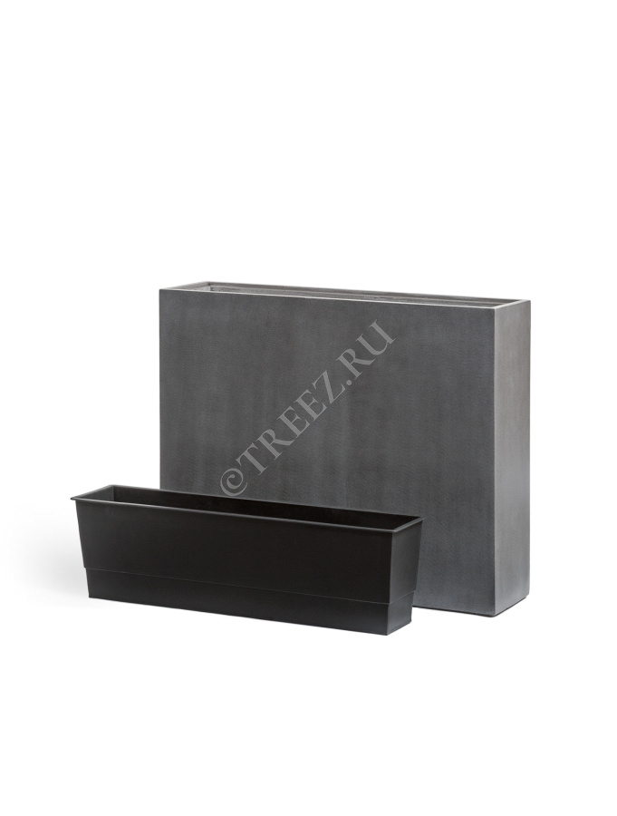 Кашпо TREEZ Effectory - серия Beton - Высокий Дивайдер - Тёмно-серый бетон