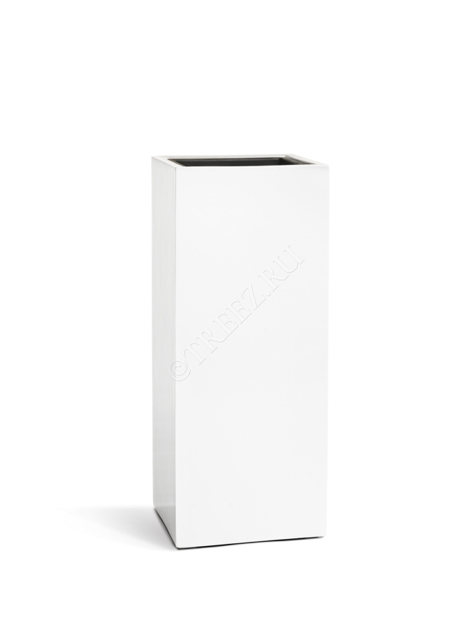 Кашпо TREEZ Effectory - серия Gloss - Высокий куб - Белый глянцевый лак